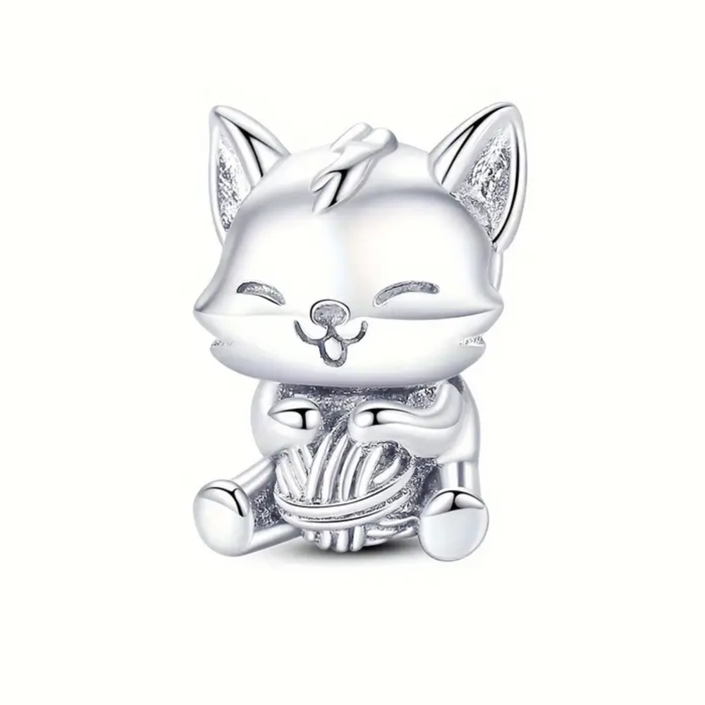 🌺 Playful Cat Kitten Yarn Ball Pet Charm Pandora Style